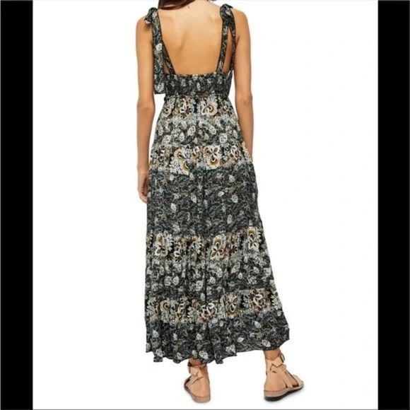 Let's Smock About It Black Floral Print Tiered Maxi Slip Dress - Picture 8 of 16